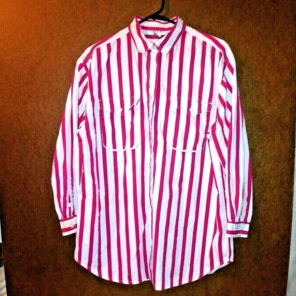 Chaus Sport Tops - womens career top pink white stripes work wear